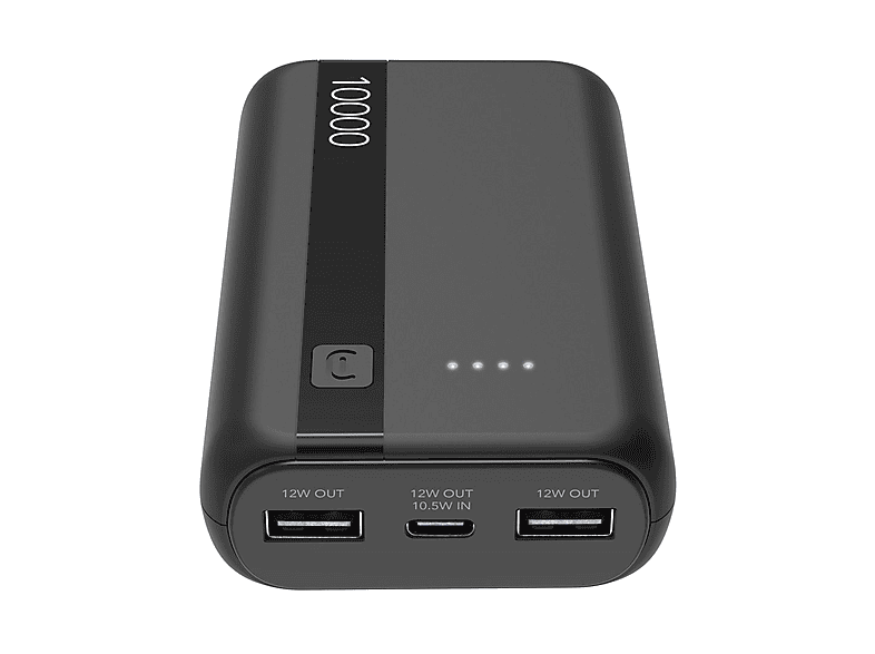 POWER BANK CELLULARLINE Batteria portatile 10000 mAh, Nero