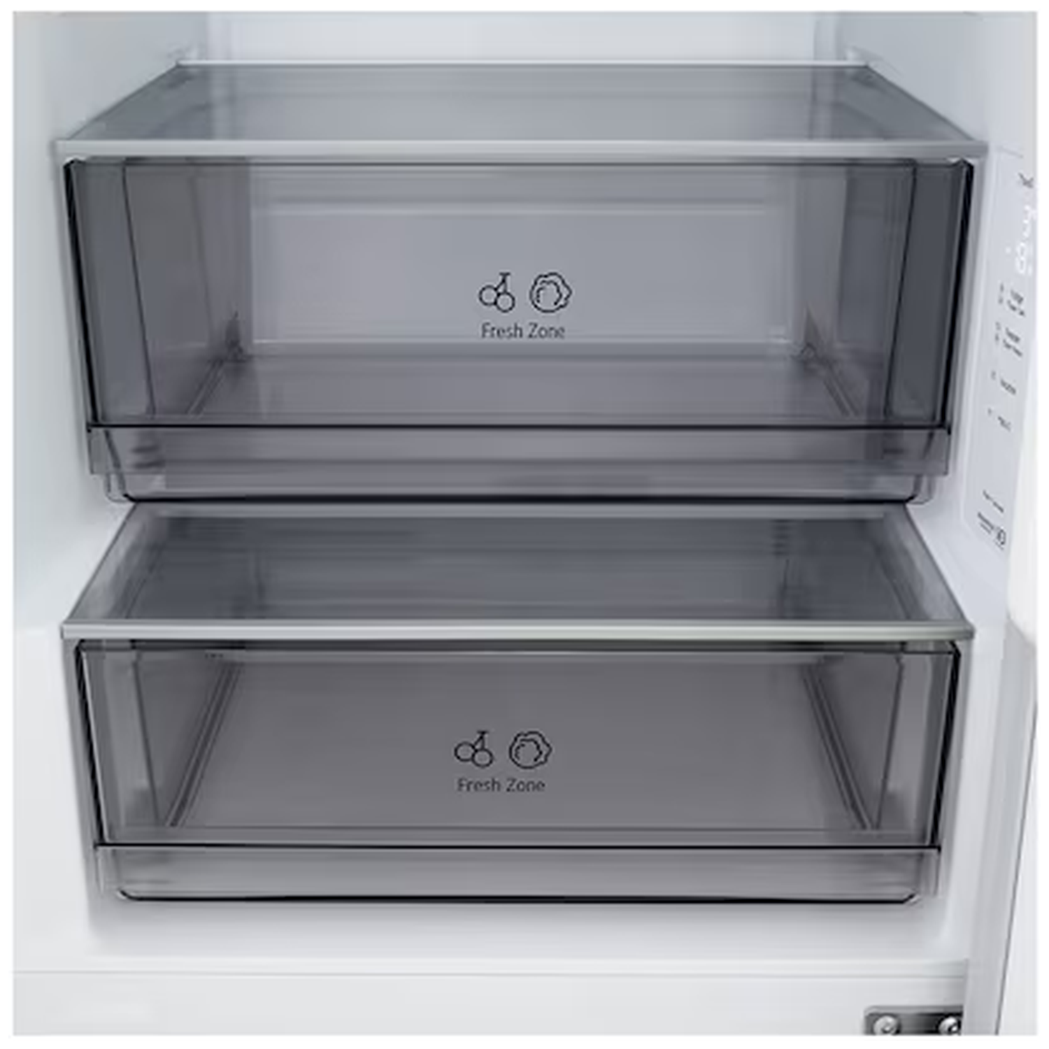 Two transparent drawers labeled "Fresh Zone" with an icon.