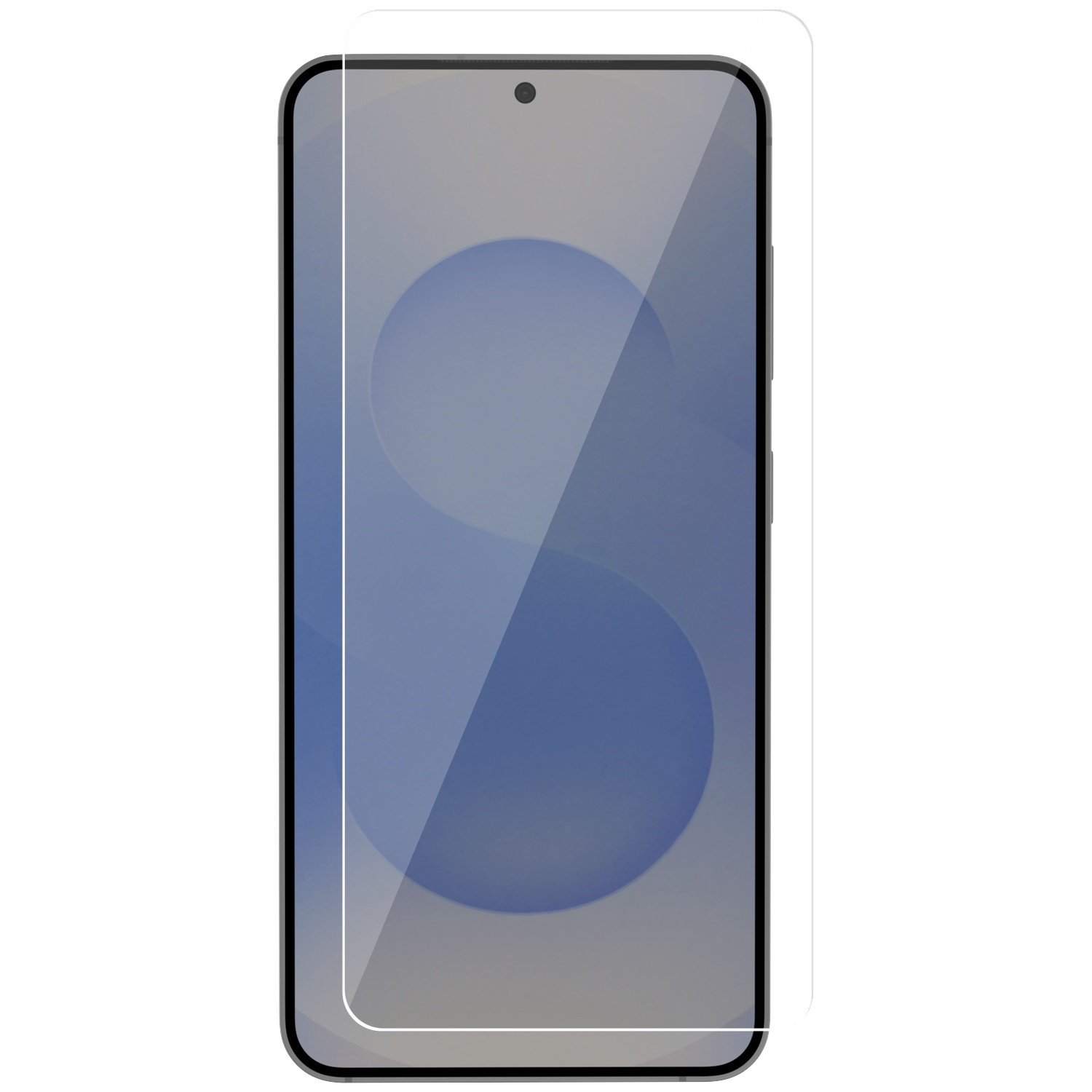 A glass smartphone screen protector on a white background.