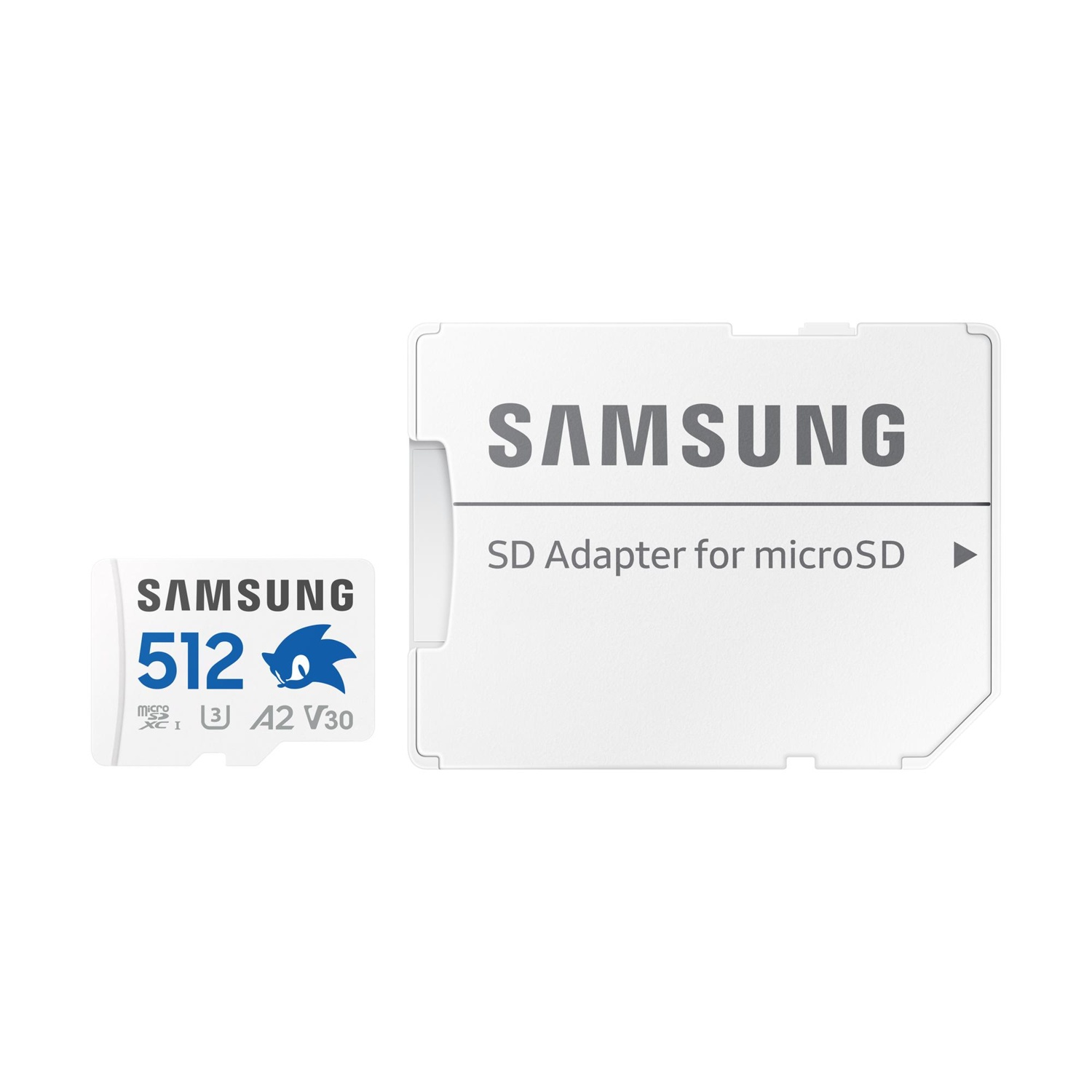 Scheda microSD Samsung da 512 GB con adattatore SD.