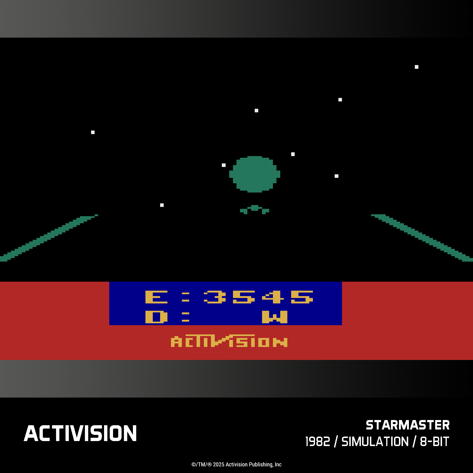 Pixel-Weltraumspiel mit einem Schiff und Sternen. Punktestand 3545.