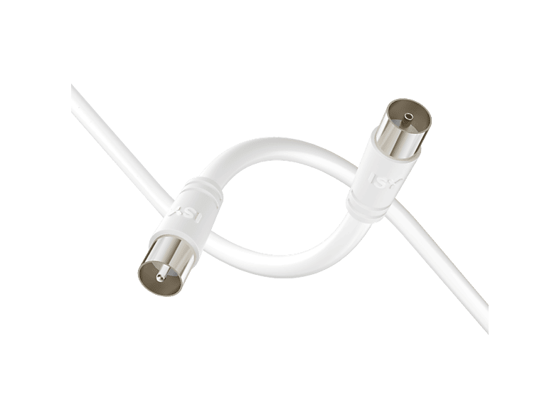 Cable de antena - ISY ISA-9023, Coaxial (male) (female), 5 m, PVC, 75 dB, Blanco