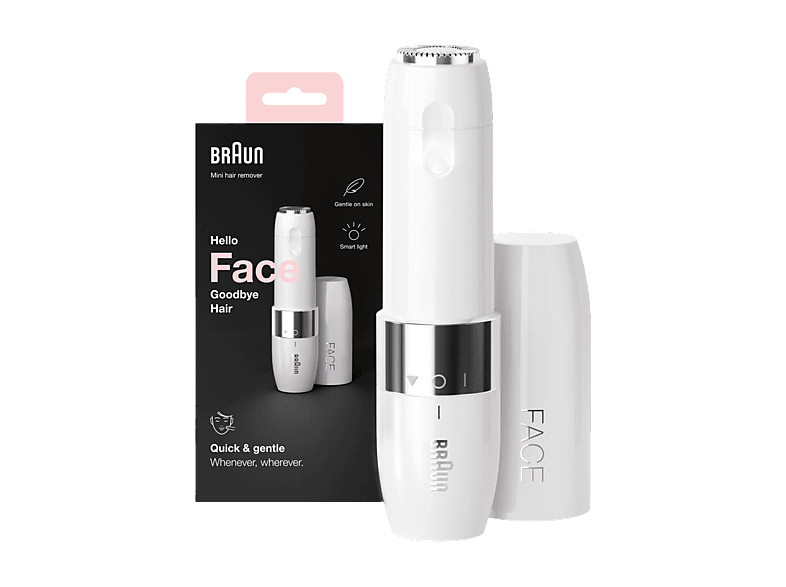 Depiladora facial - Braun Face Mini Rasuradora FS1000, Rápida Y Suave, Fácil De Llevar, Con Luz, Blanca