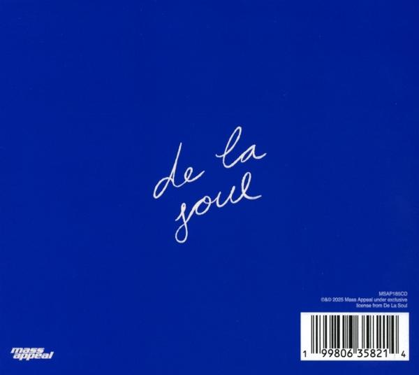 Blaues Cover mit weißer Schrift 'de la soul' und Barcode.