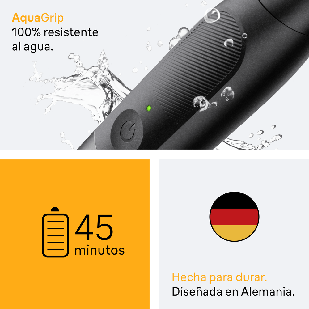Aquagrip. 100% resistente al agua.45 minutos. Hecha para durar. Diseñada en Alemania.