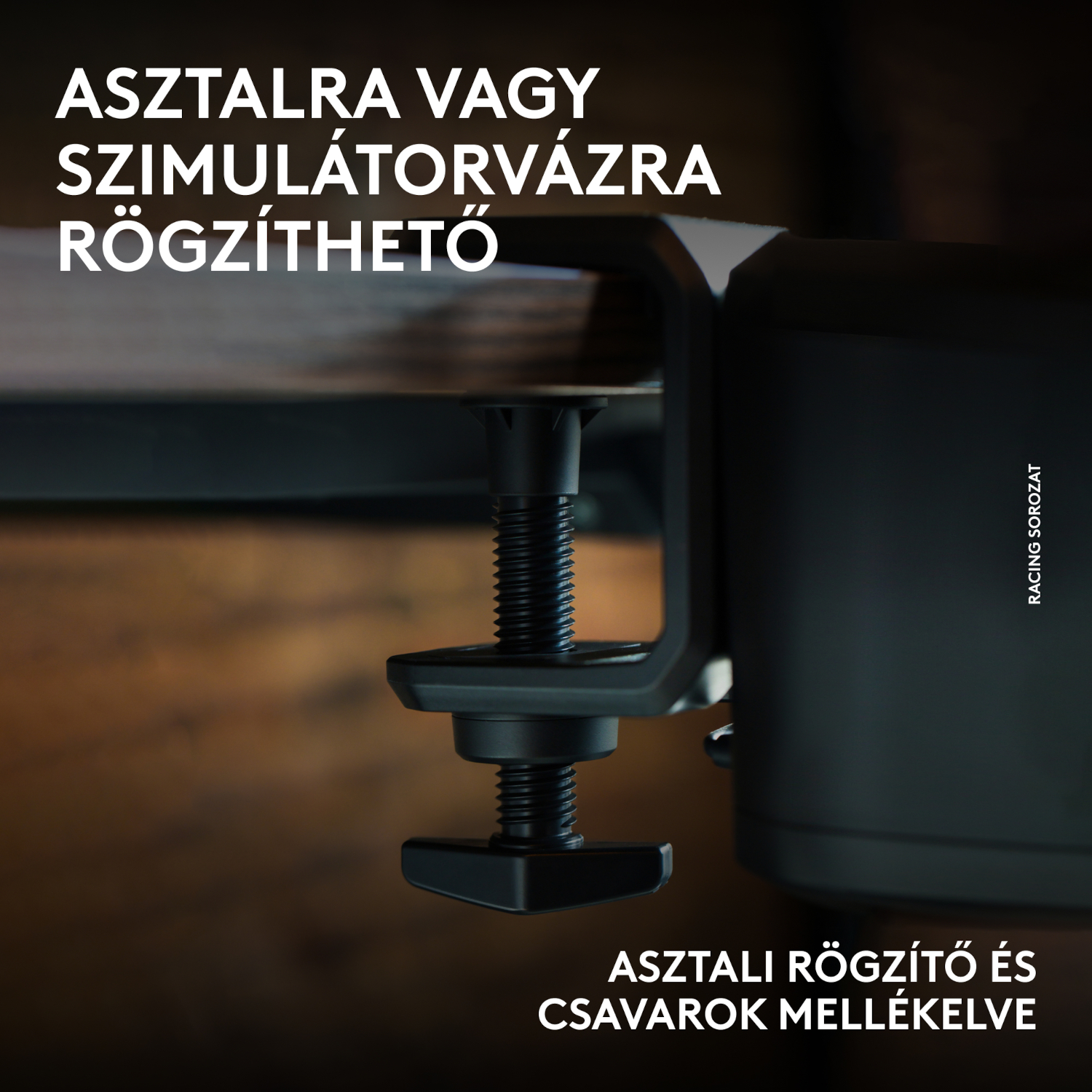 Fekete bilincs és csavar faasztalon. Szimulátorokhoz alkalmas.