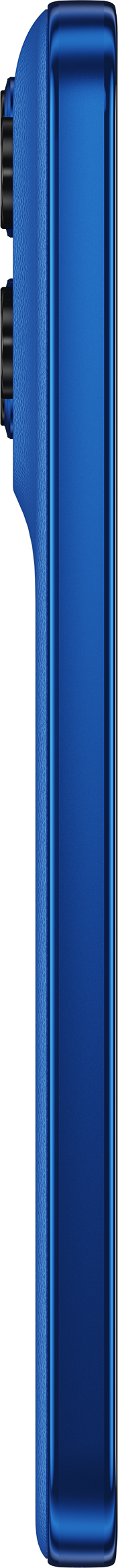 Un dispositivo blu con impugnatura testurizzata e superficie liscia.