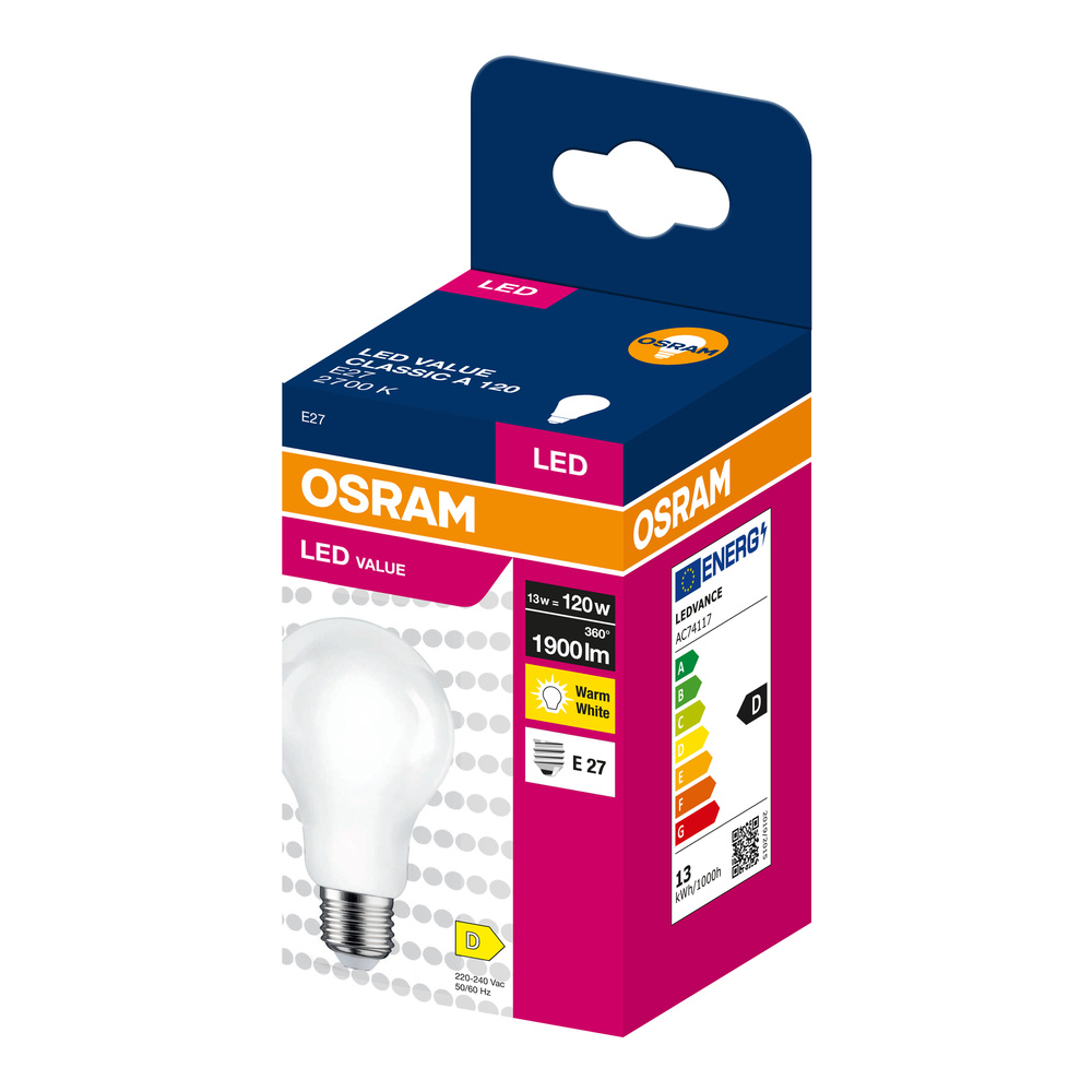 Osram LED izzó, E27, 13W, 1900lm, meleg fehér, D energiaosztály.