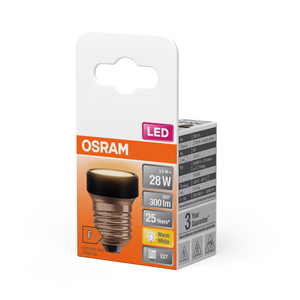 OSRAM LED izzó csomagolásban, 3,5W, 300 lm, meleg fehér, E27, 3 év garancia.