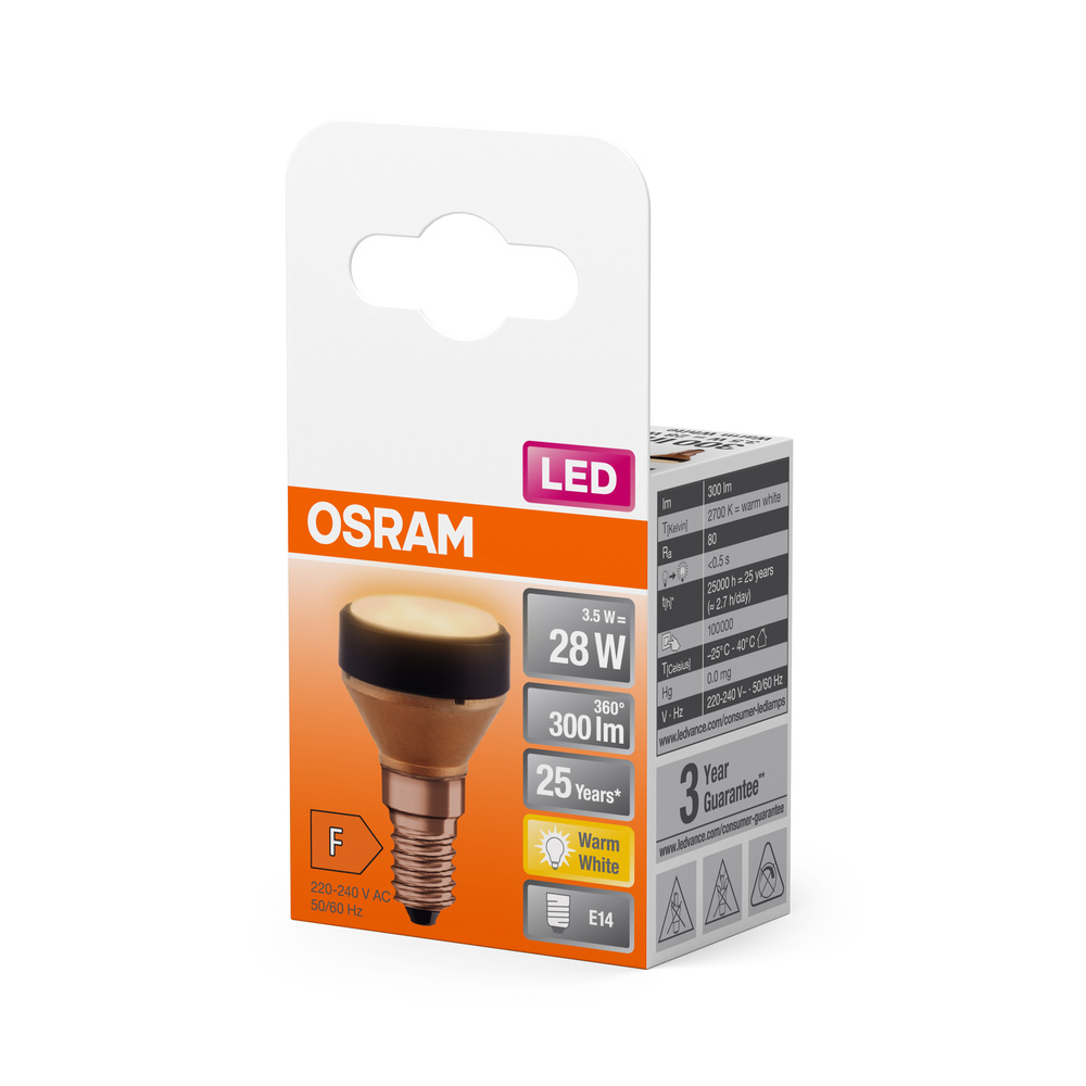 OSRAM LED izzó csomagolásban, 3.5W, meleg fehér, 2700K, E14 foglalat.