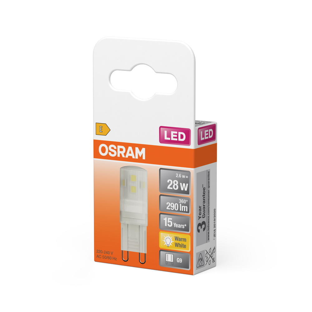 Osram LED G9 izzó csomagolásban, meleg fehér, 2.6W, 290lm.