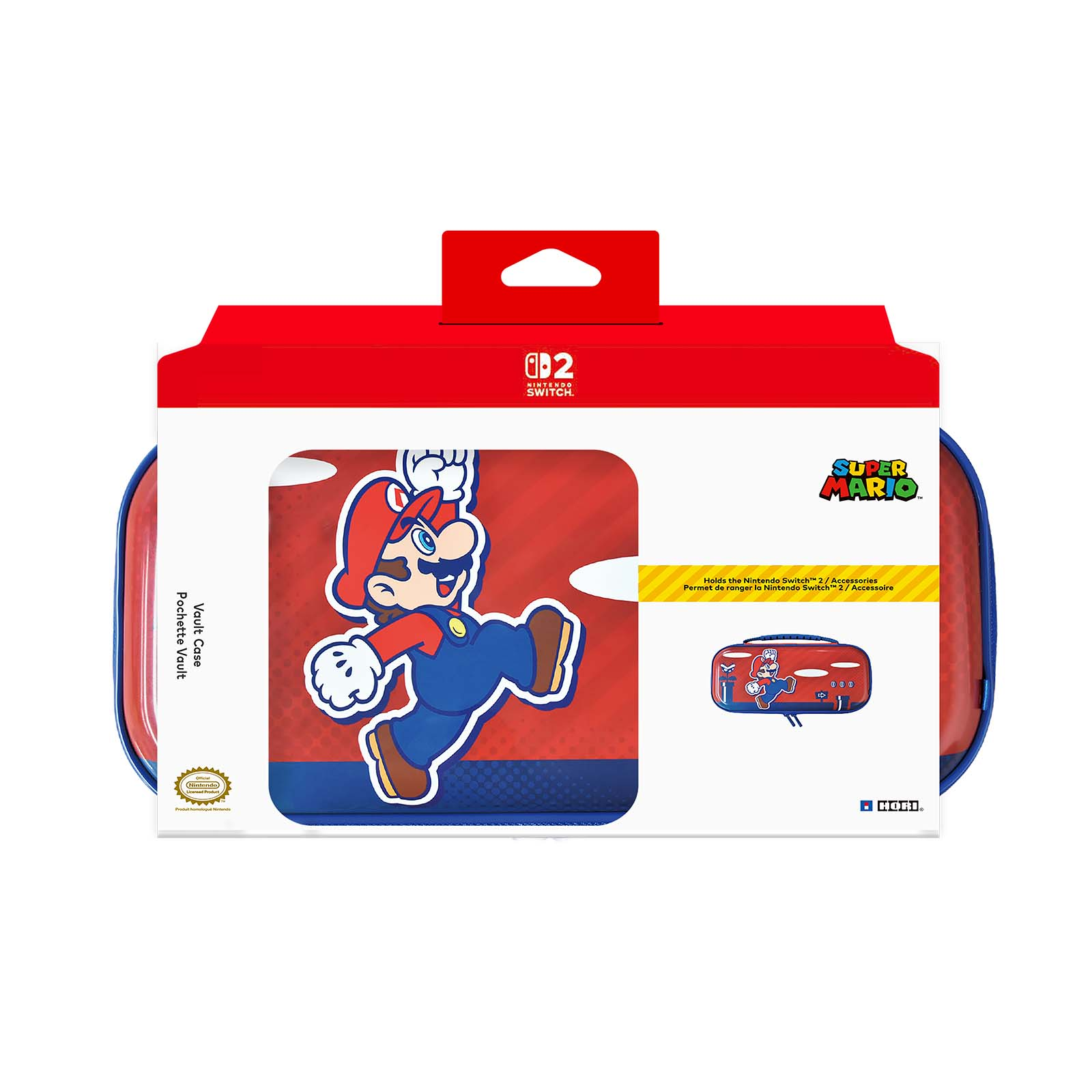 Mario tasarımlı Nintendo Switch kılıfı, kırmızı ve mavi.