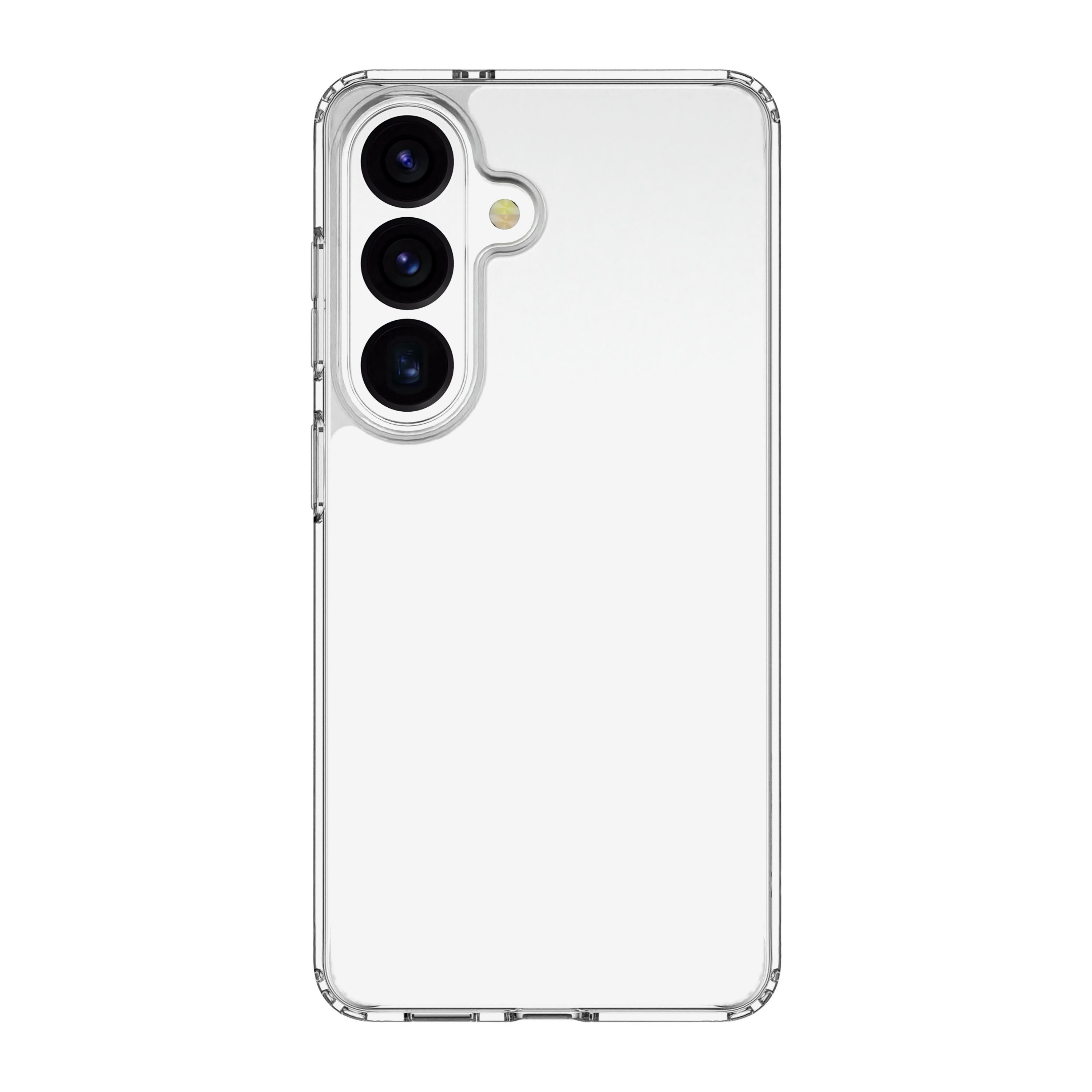 Arkada üç kamerası olan şeffaf telefon kılıfı.