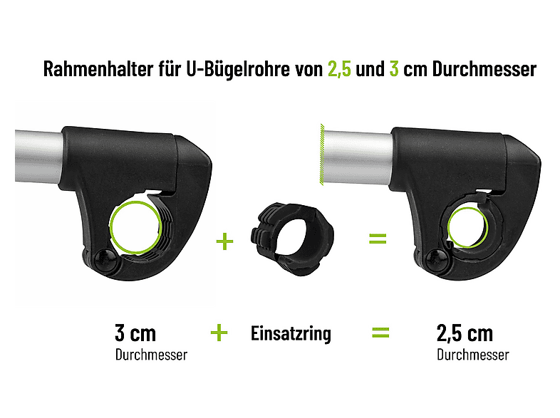 EUFAB Verstellbarer Strap-Rahmenhalter bis 40 cm, Schwarz/Grau)