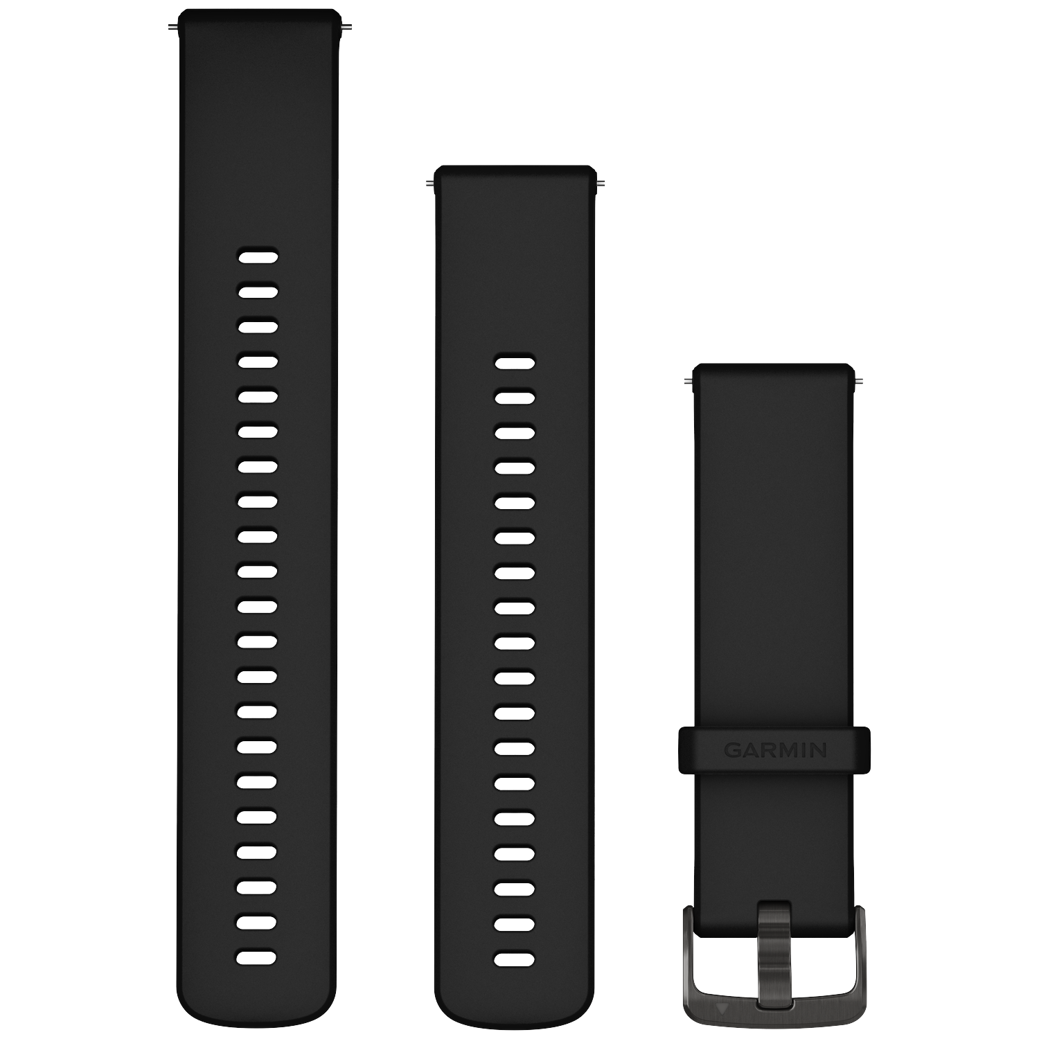 GARMIN Siliconen polsband, 22MM, Snelsluiting, zwart, met leigrijze gesp Horlogebandje Zwart afbeelding