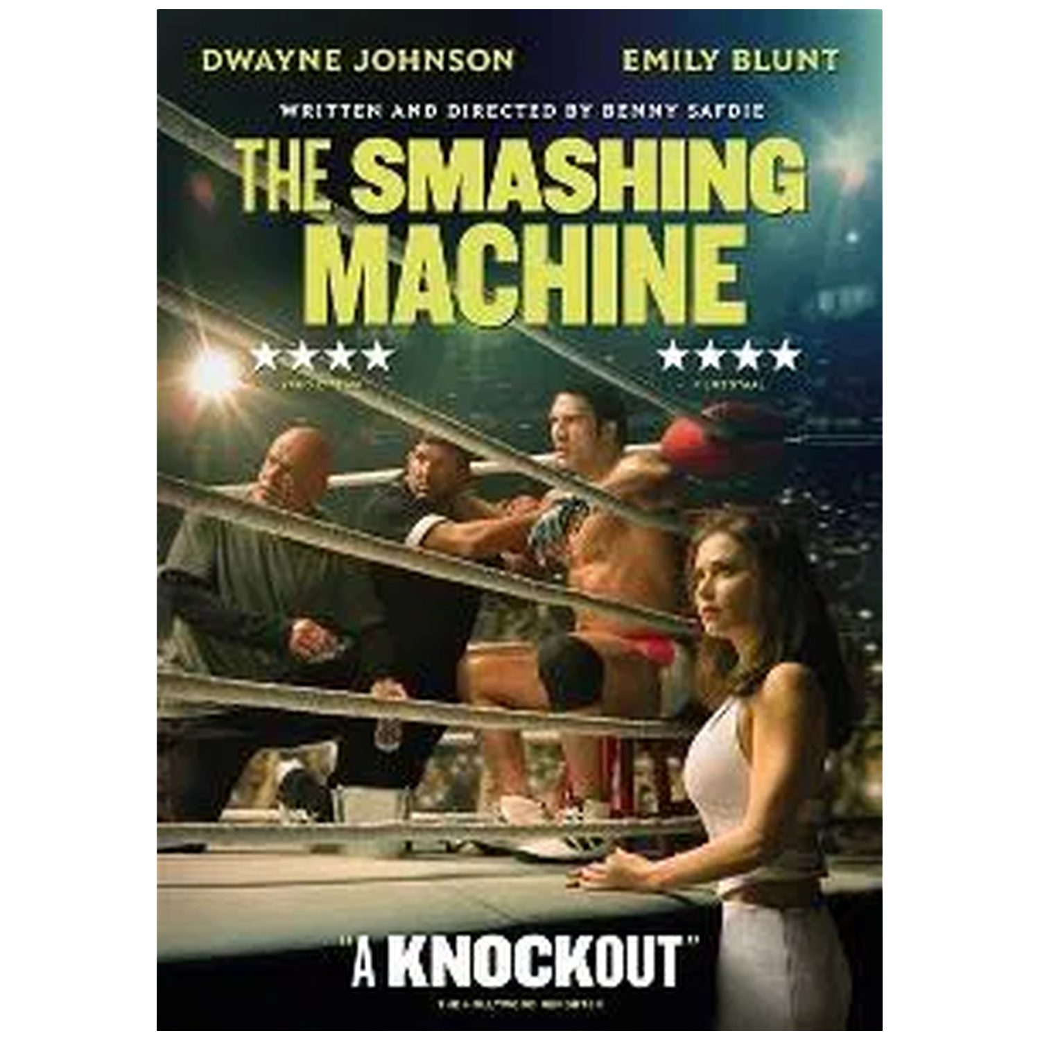 Dwayne Johnson en Emily Blunt in "The Smashing Machine".