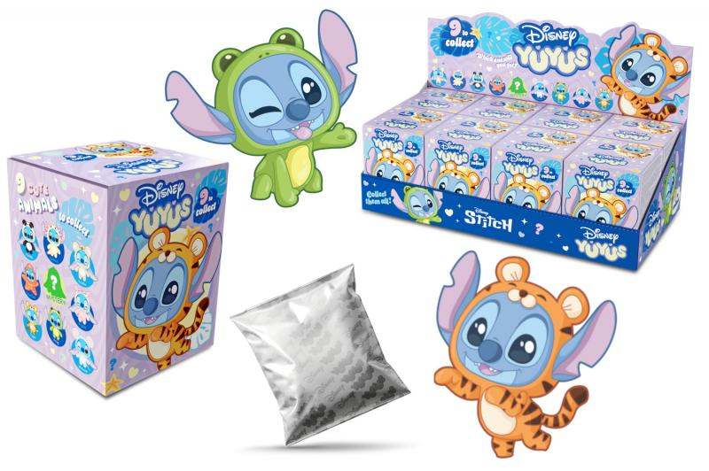 Disney Stitch Yuyu's Sammelfiguren: Box, Einzelbox, Beutel und Figuren.