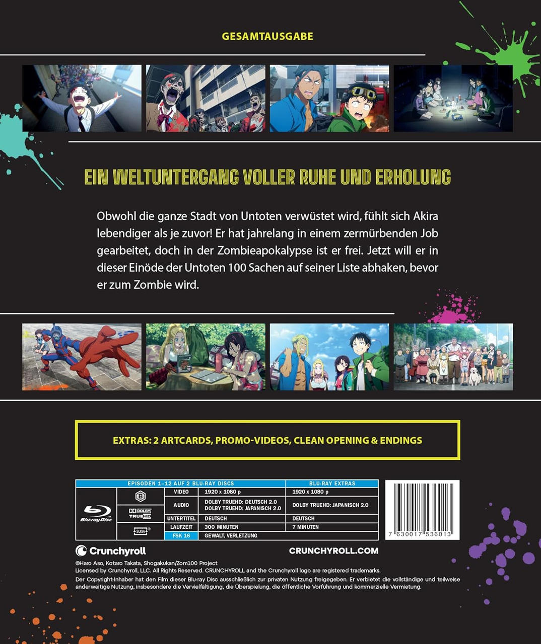 Anime-Blu-ray-Cover mit Szenenbildern, Titel und technischen Details.