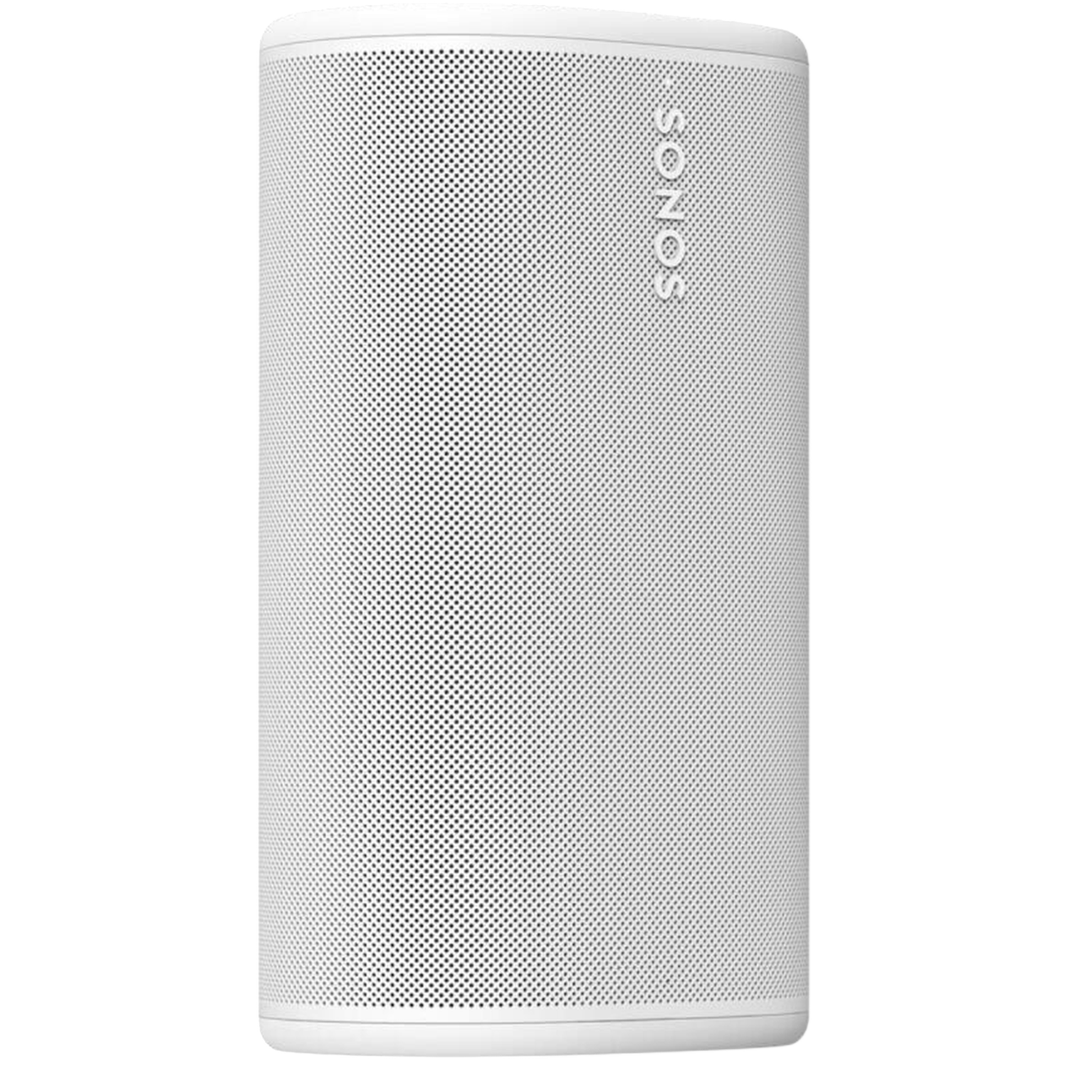A white Sonos speaker with a perforated front and logo.