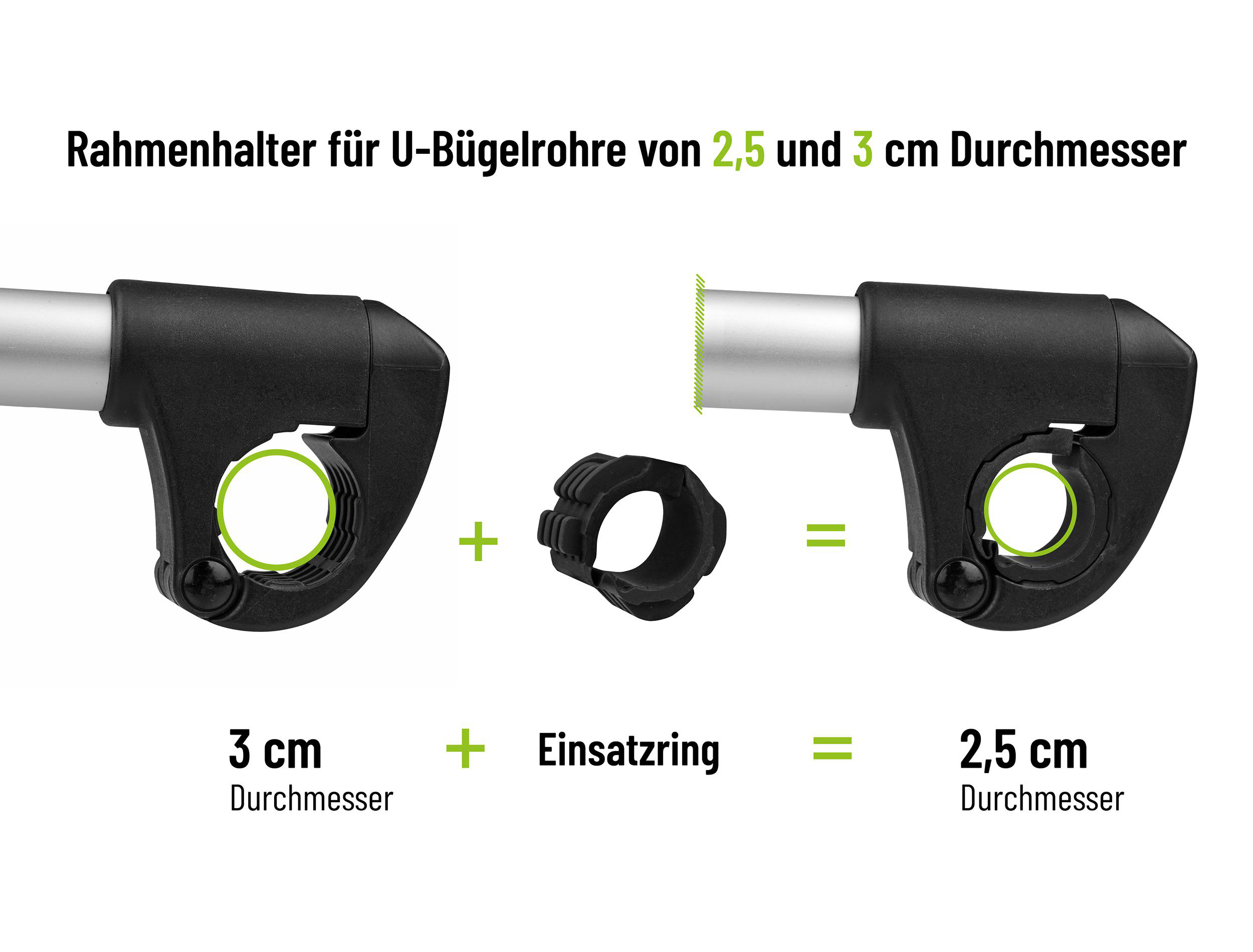 Halterung für Rohre 2,5/3cm: 3cm + Ring = 2,5cm