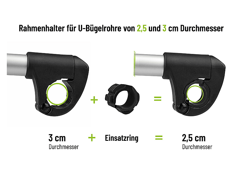 EUFAB Verstellbarer Strap-Rahmenhalter bis 27 cm, Schwarz/Grau)