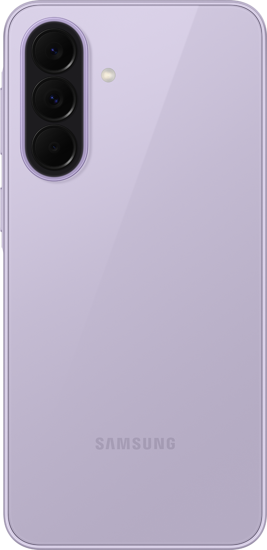 Lila Samsung okostelefon három kamerával és vakuval.