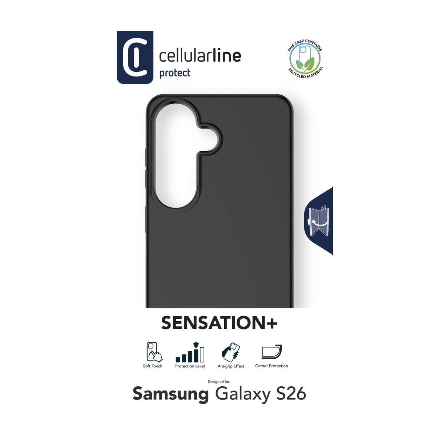 Custodia nera per Samsung Galaxy S26 di Cellularline.