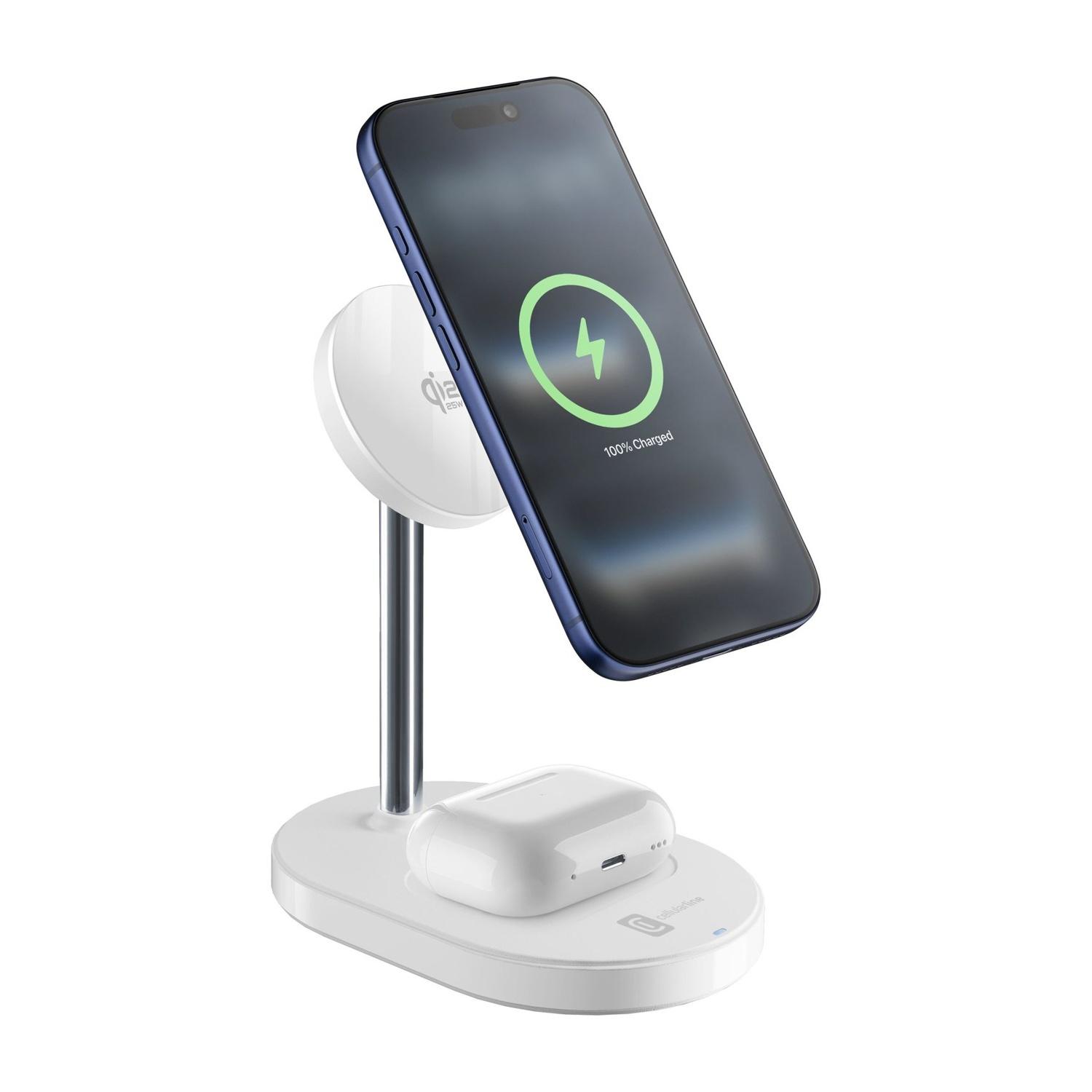 Caricatore Wireless Cellularline MAG DUO Qi2.2 25W da 25W, Bianco