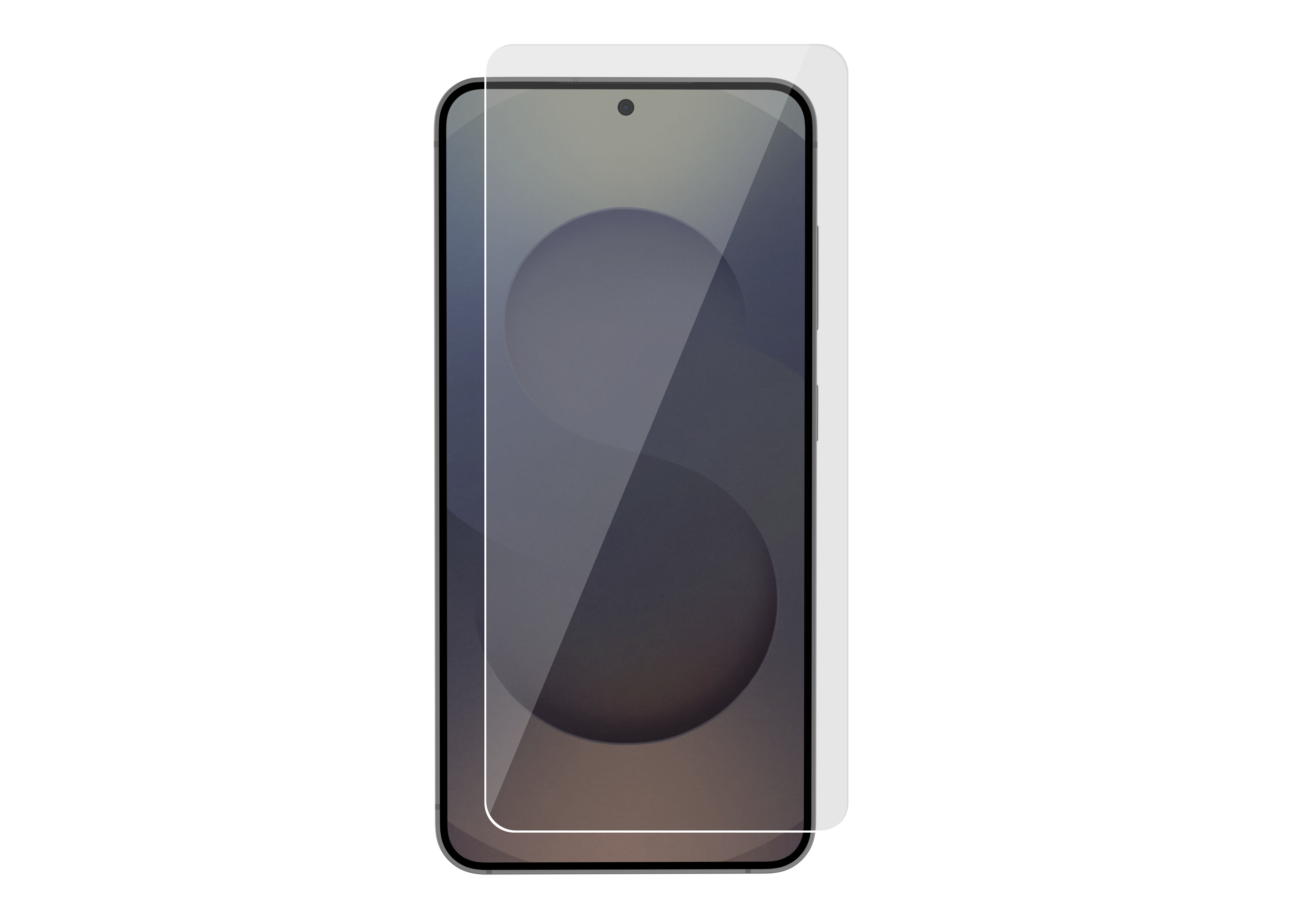 Ein Smartphone mit einem Displayschutz aus Glas, das auf den Bildschirm gelegt wird.