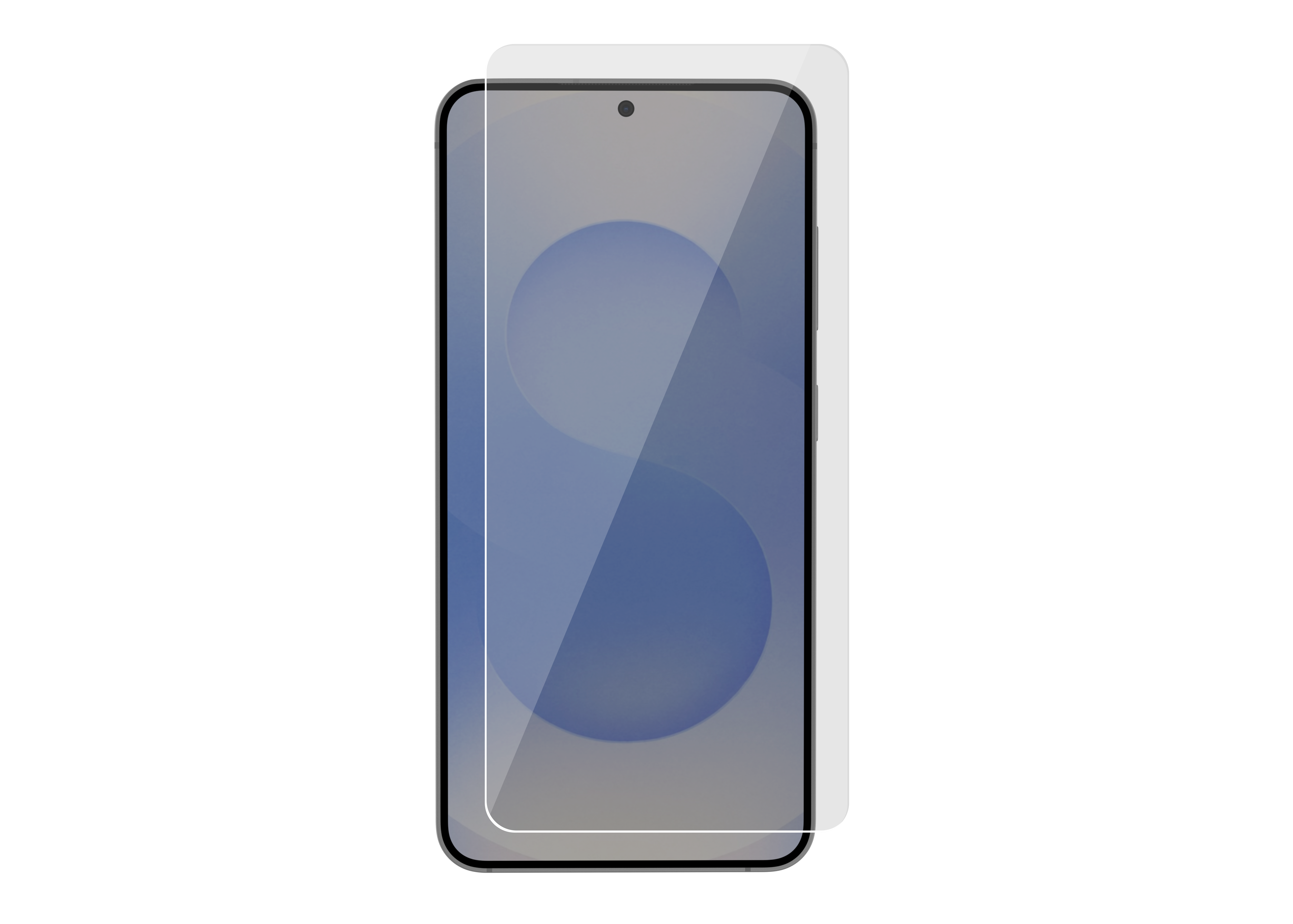 Ein Smartphone mit einem Displayschutz, isoliert auf schwarzem Hintergrund.