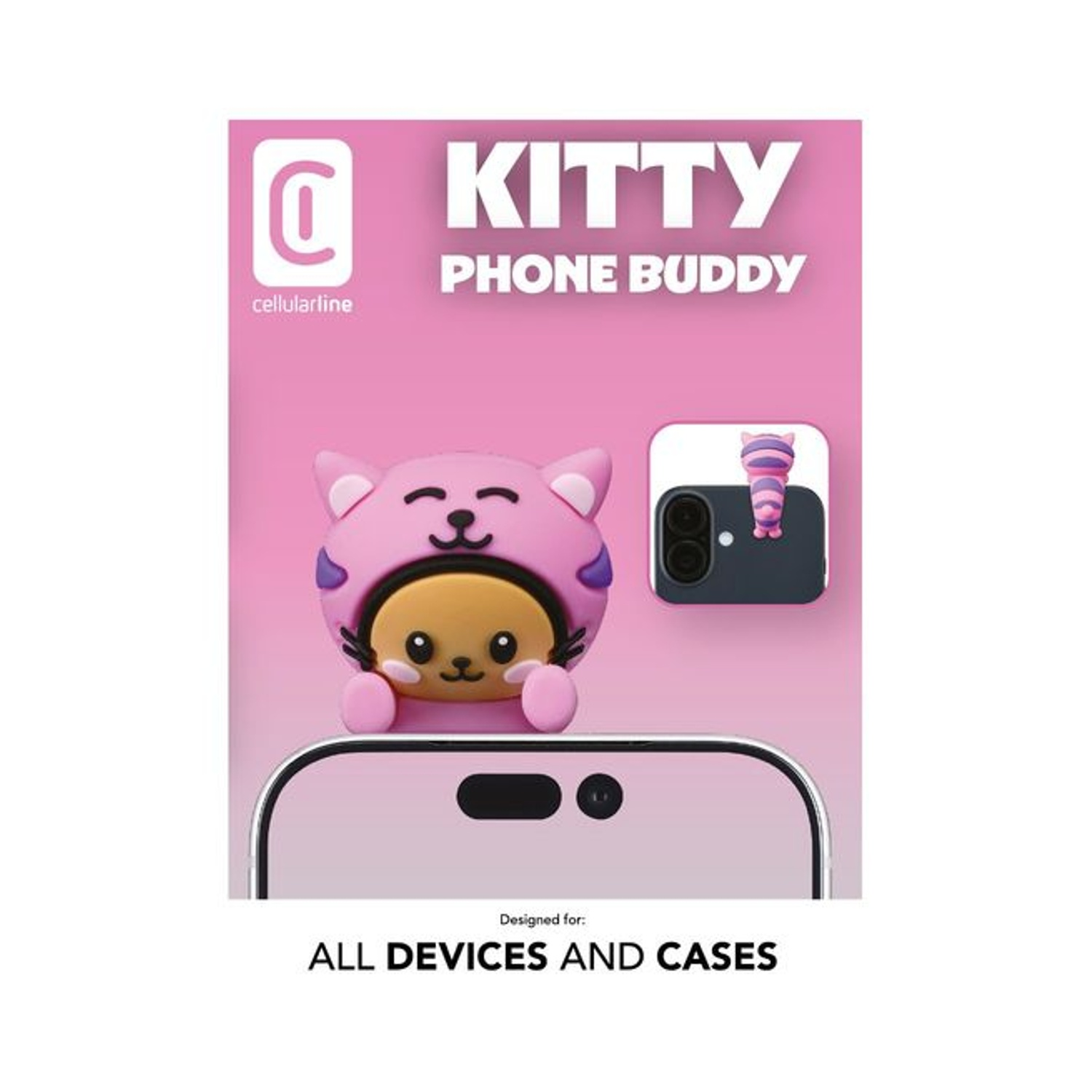 Accessorio rosa a forma di gatto per telefono "Kitty Phone Buddy".