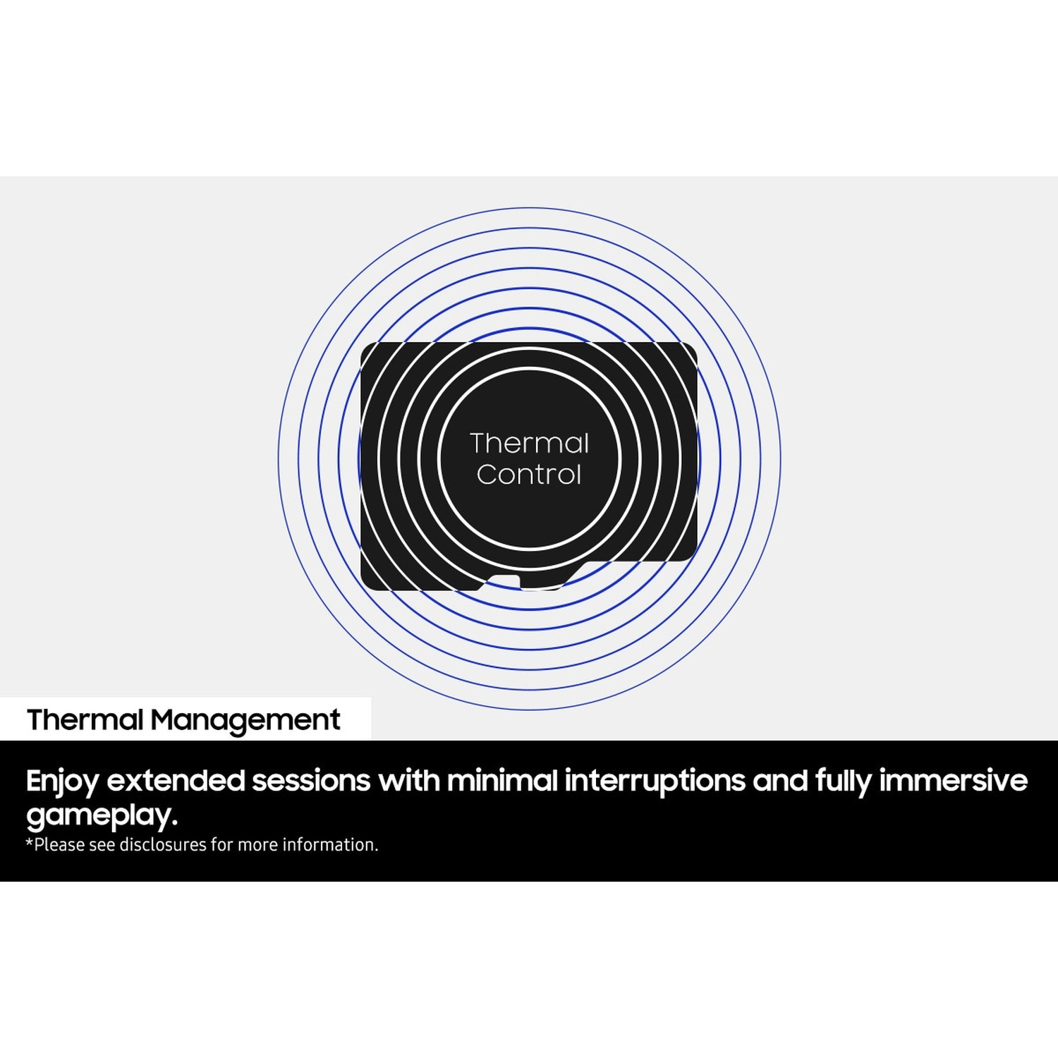 Grafica con cerchi blu concentrici che circondano un rettangolo nero con "Thermal Control".
