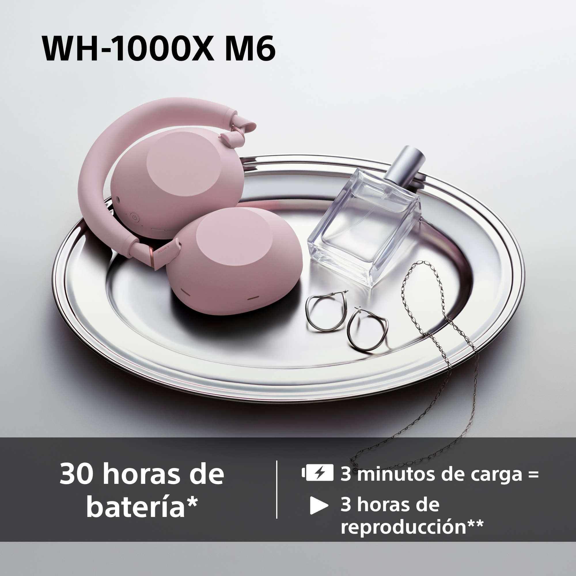 WH-1000X M6 30 horas de batería 3 minutos de carga = 3 horas de reproducción*