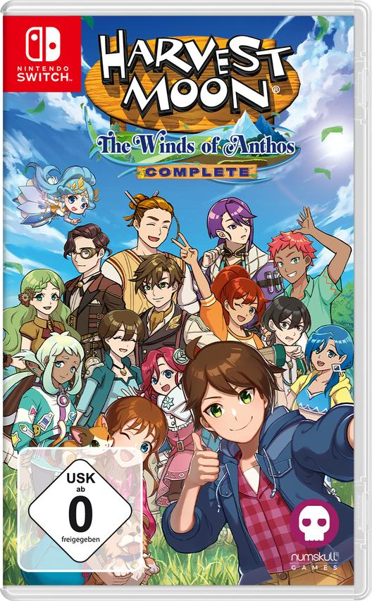 Harvest Moon: The Winds of Anthos Complete-Spielhülle mit vielen Anime-Charakteren.