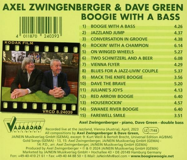 Zwei Männer sitzen hinter einem grünen Tisch. Oben Albumtitel und Liedliste.