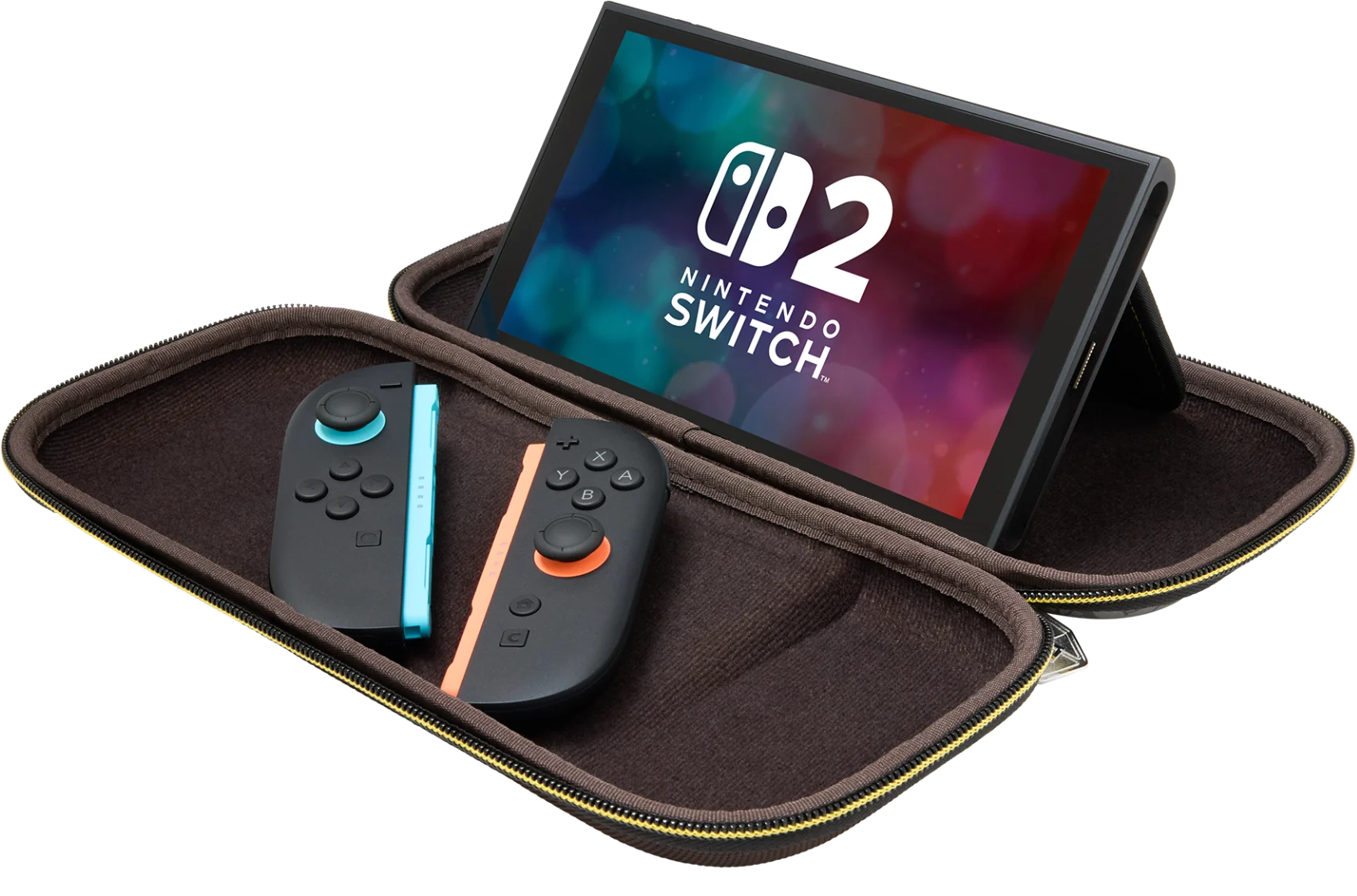 Nintendo Switch barna tokban, Joy-Conokkal és világító képernyővel.