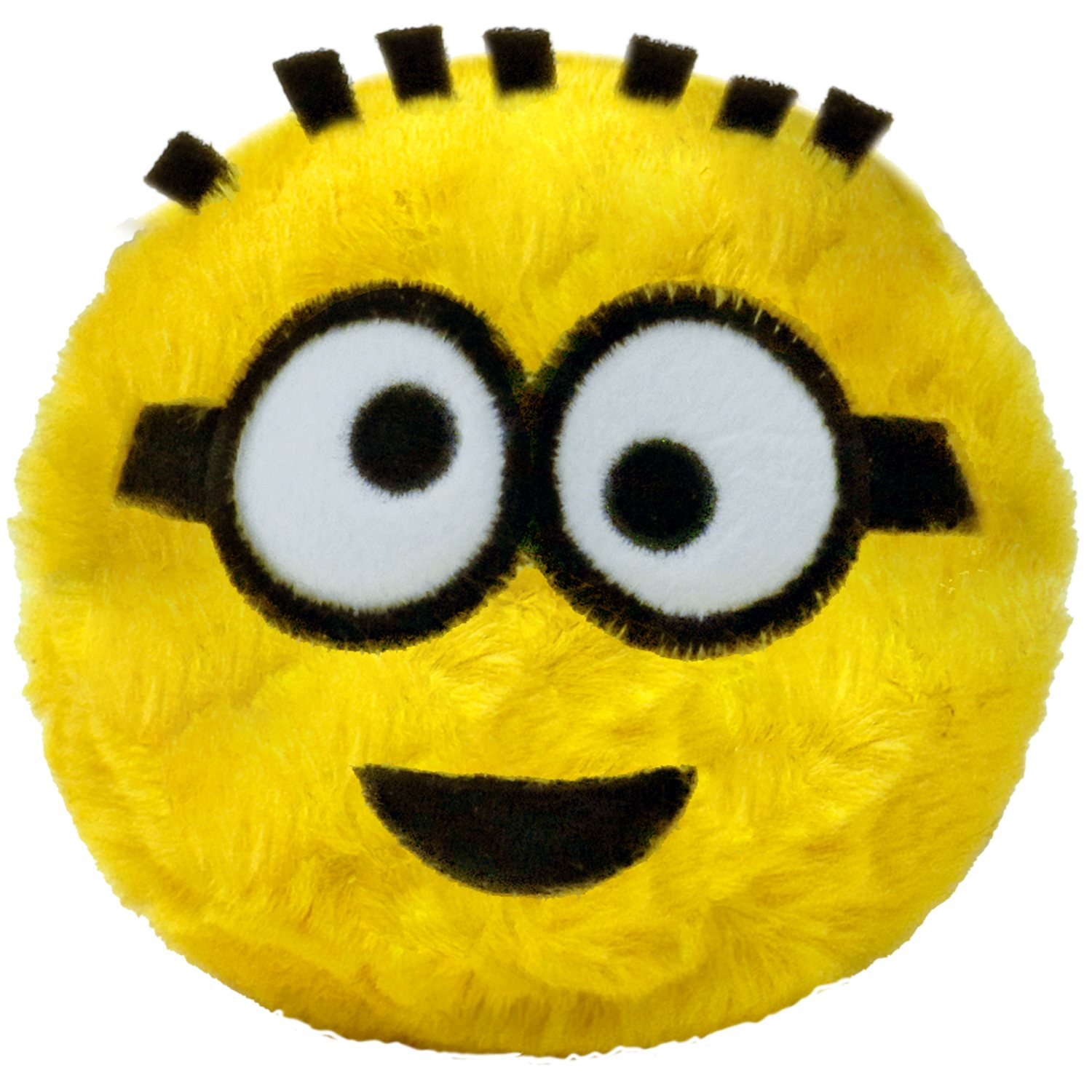 Ein flauschiger gelber Ball mit Minion-Augen und einem Mund.