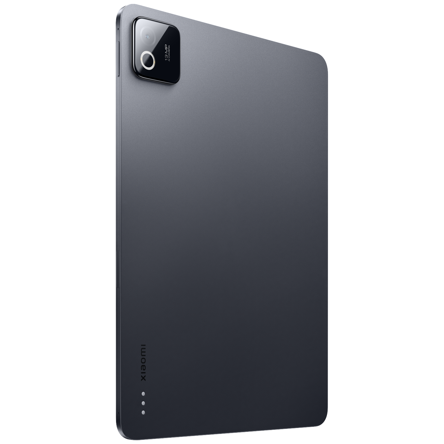 Een grijze Xiaomi-tablet met een 108 MP camera aan de achterkant.