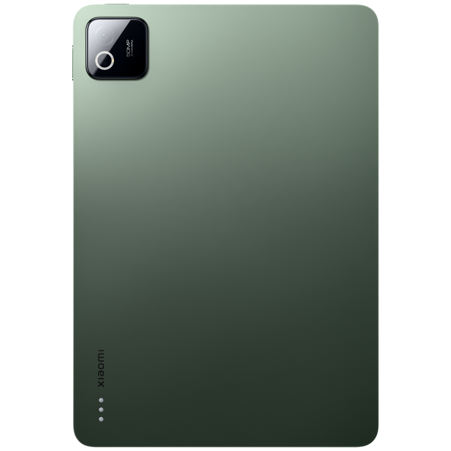 Groen tablet met 50MP-camera en Xiaomi-logo.