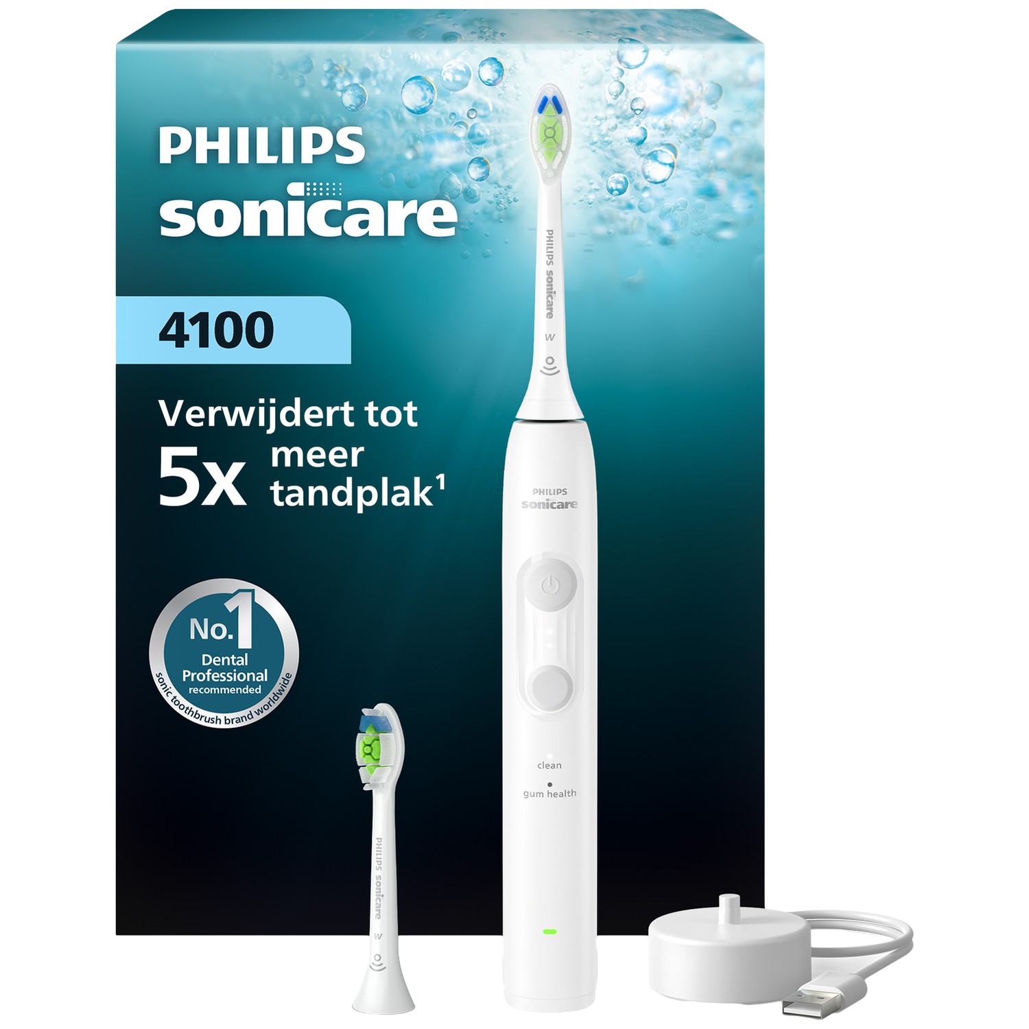Philips Onicare 4100 Series – Elektrische Tandenborstel Wit Wittere Tanden Met 2 Opzetborstels Hx4042/41 Tandenborstel