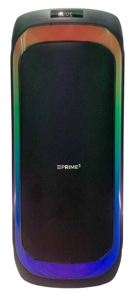 Czarny głośnik z oświetleniem RGB i logo PRIME3.