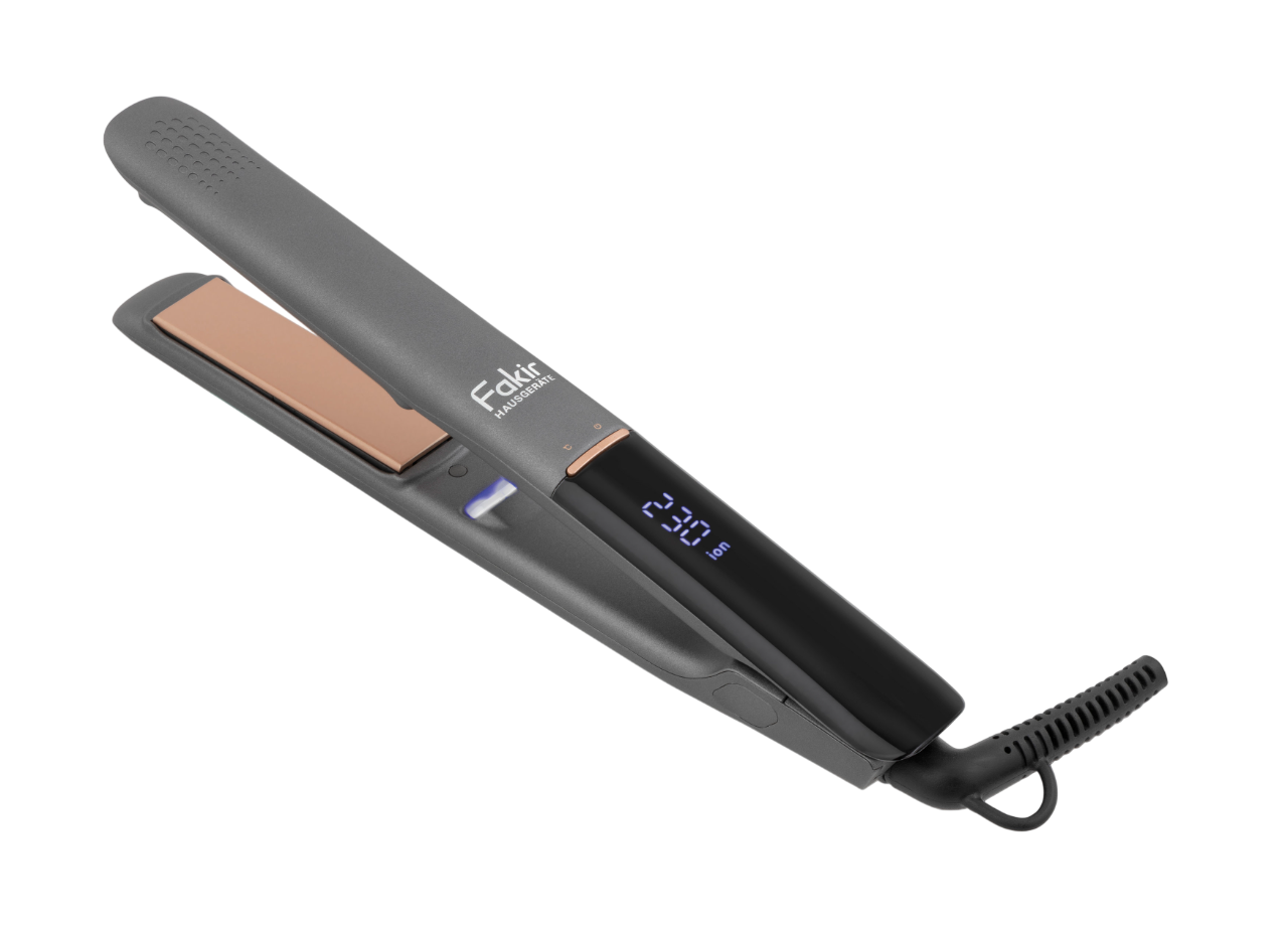 Dijital ekranlı (230°C) ve bronz plakalı gri saç düzleştirici.