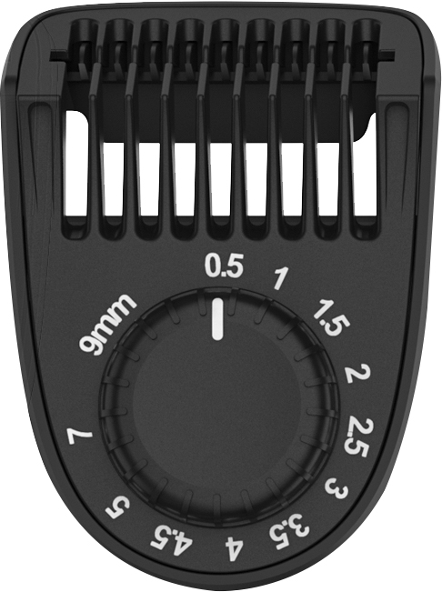 0,5 ila 9 mm uzunluk ayarlı siyah bir düzeltici başlığı.