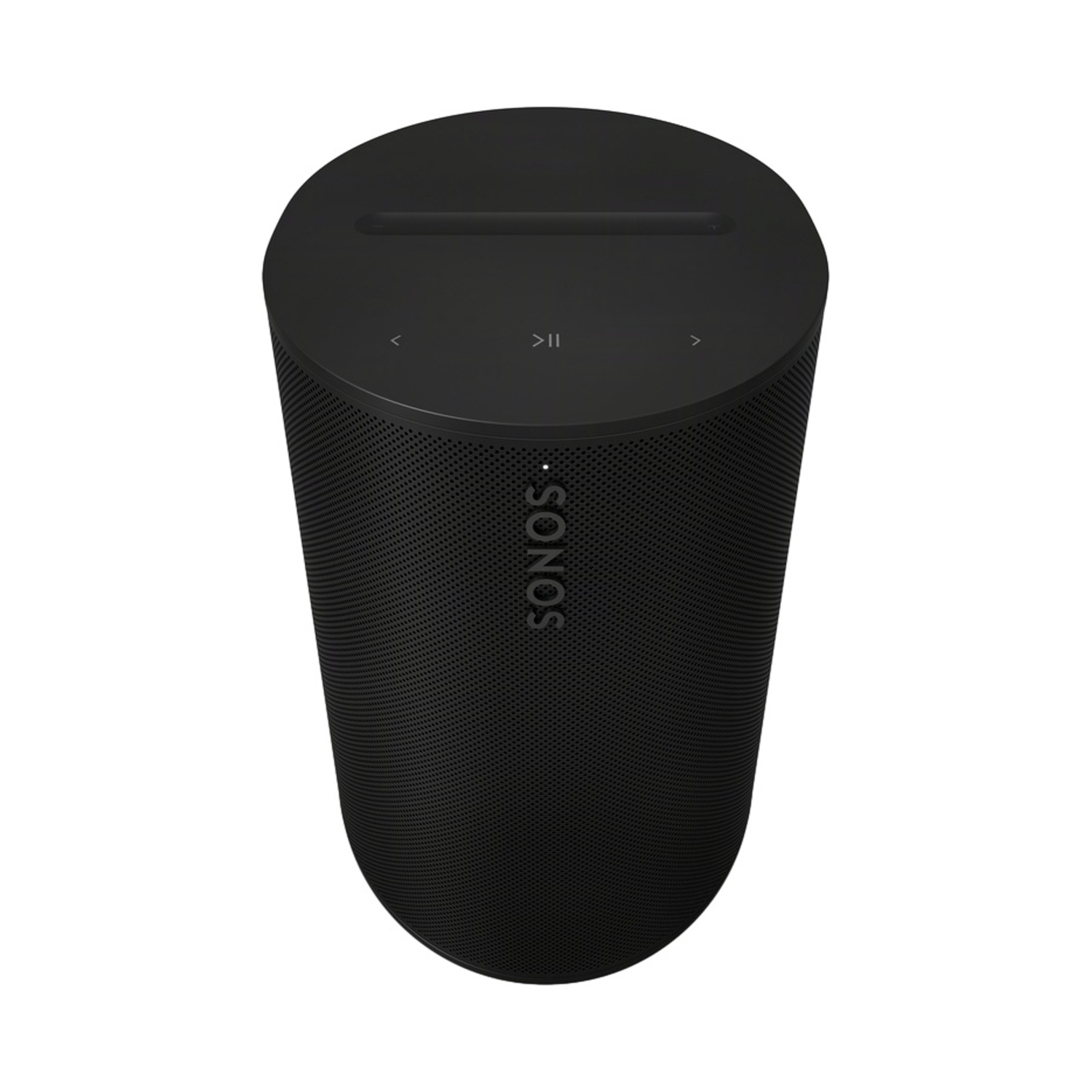 Un altoparlante Sonos Move nero con controlli in cima.