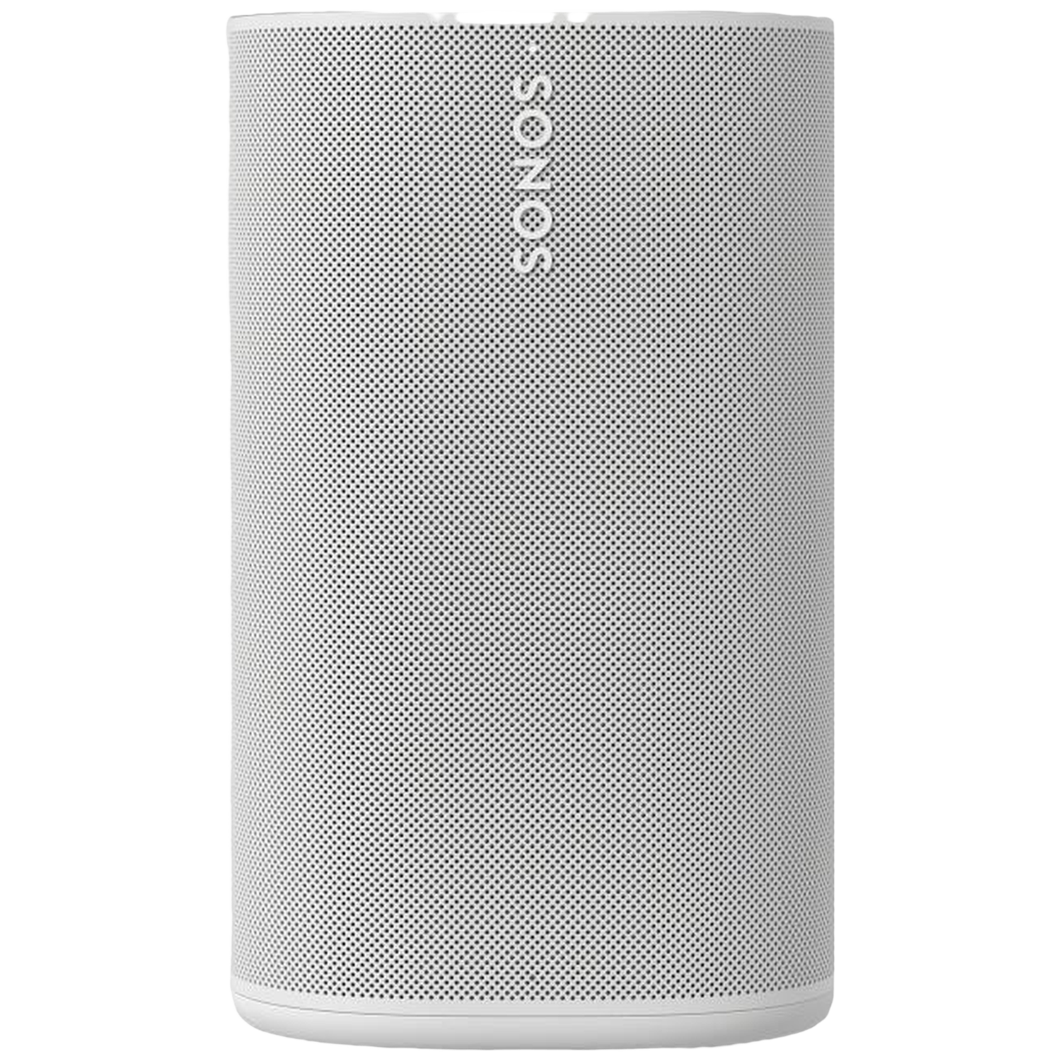 Een witte, cilindrische luidspreker met het Sonos-logo erop.