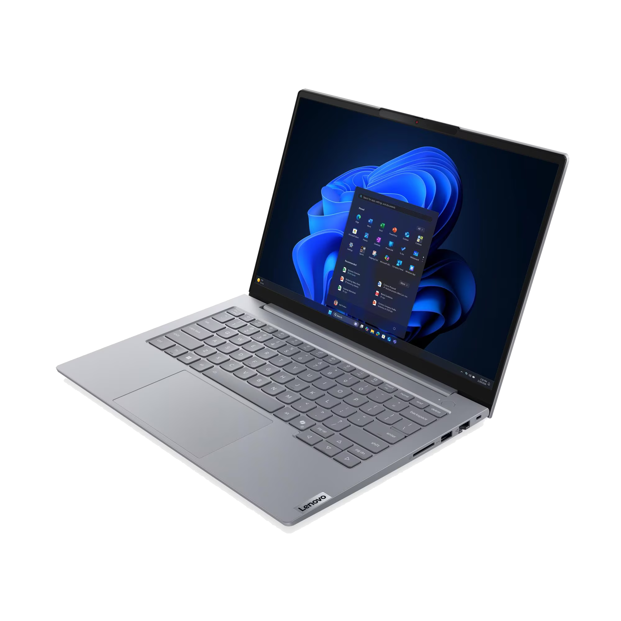 Un portátil plateado con pantalla iluminada mostrando Windows.