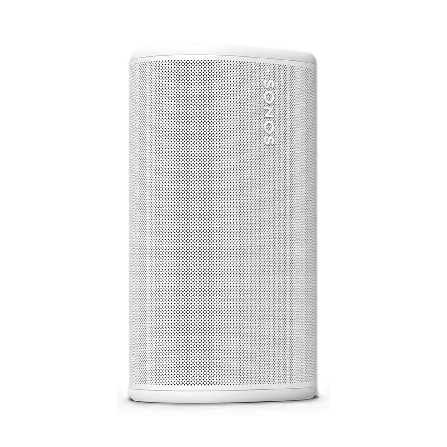 Un altoparlante Sonos bianco è mostrato su sfondo bianco.