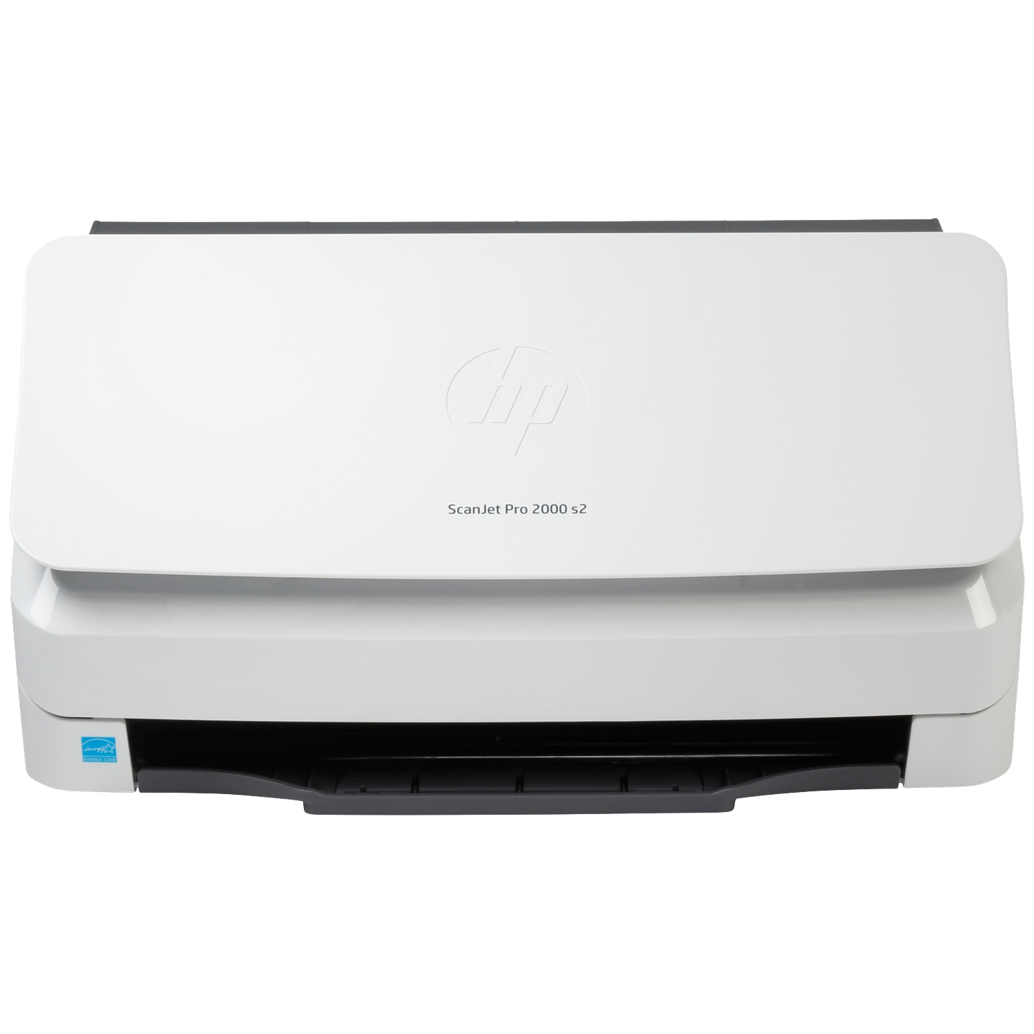 Een witte HP ScanJet Pro 2000 s2 scanner met ENERGY STAR logo.