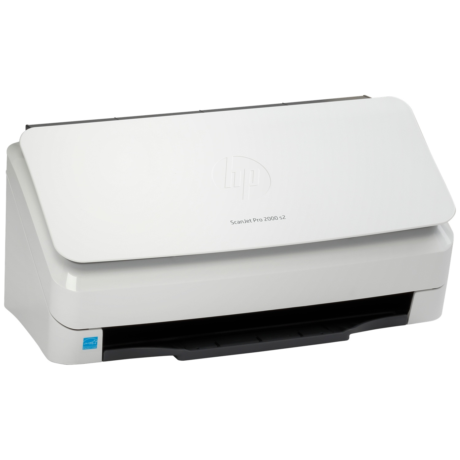 Een witte HP ScanJet Pro 2000 s2 scanner met Energy Star logo.