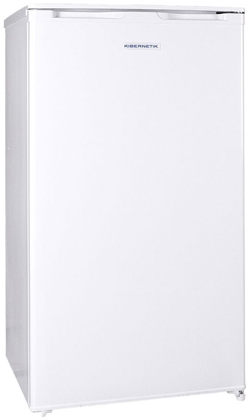 Ein weißer Kühlschrank mit Kibernetik-Logo.